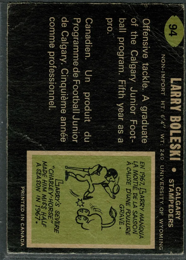 94 Larry Boleski 1970 O Pee Chee from Back Vg3