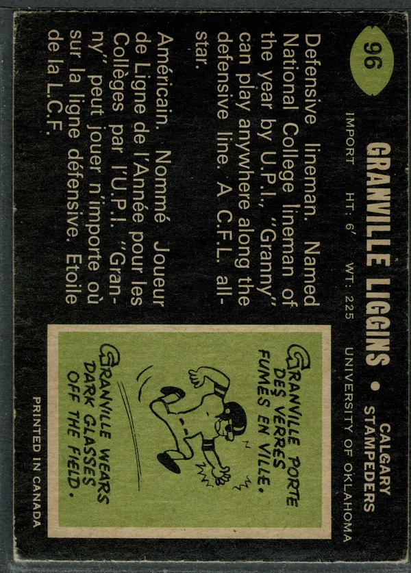96 Granville Liggins 1970 O Pee Chee Back Vg from Ex 4