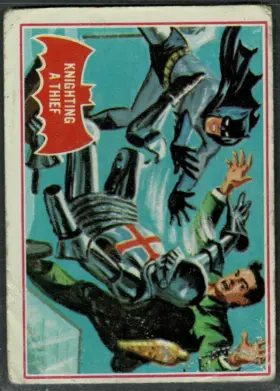 1966 O-Pee-Chee Batman #9A Knighting a Thief Batman Puzzle Back Canadian Red Bat