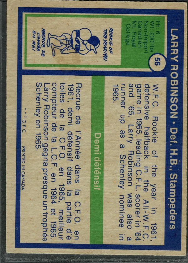 O Pee Chee 56 Larry Robinson 1972 O Pee Chee from Cfl Back