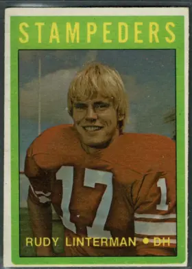 1972 O-Pee-Chee CFL Rudy Linterman #63 Grey Cup Champion Calgary Stampeders