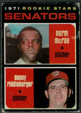 1971 O-Pee-Chee Norm McRae Denny Riddleberger #93 Rookie Stars Washington Senators