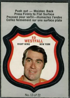 1972-73 O-Pee-Chee Player Crests Ed Westfall #13 Push-Out Insert New York Islanders