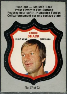 1972-73 O-Pee-Chee Player Crests Eddie Shack #17 Push-Out Insert Pittsburgh Penguins