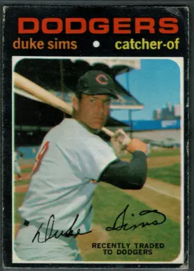 1971 O-Pee-Chee Duke Sims #172 Traded Los Angeles Dodgers