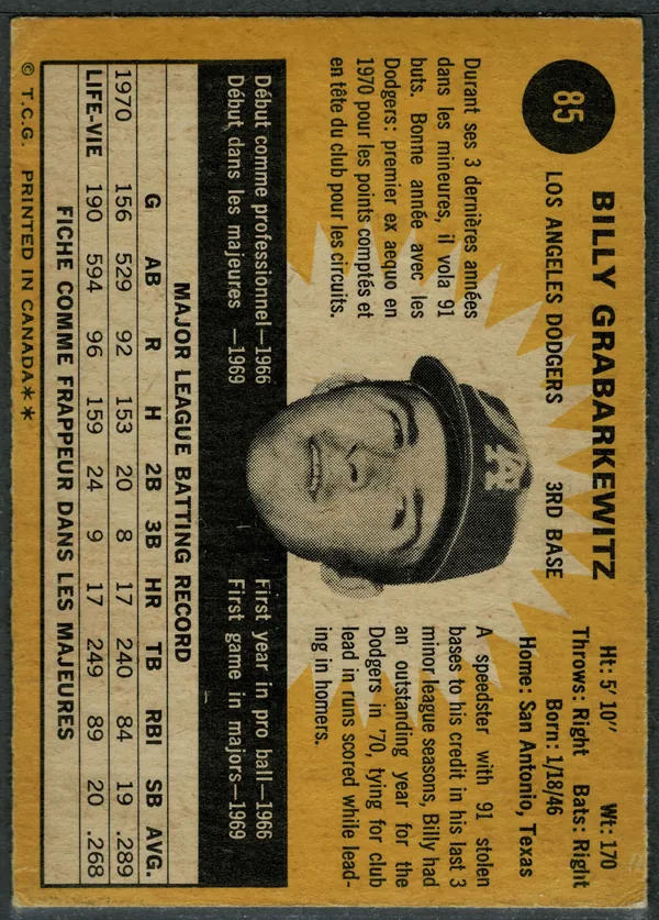 85 Billy Grabarkewitz 1971 O Pee from Chee Back